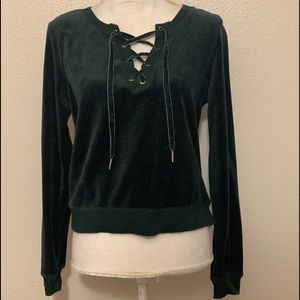 Betsey Johnson Velour Cropped “Performance” Sweater